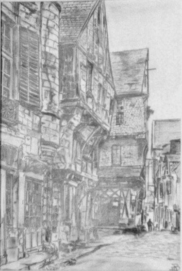 Drawing titled "Gasse in Chinon" by Birger Dicke, Original Artwork, Other