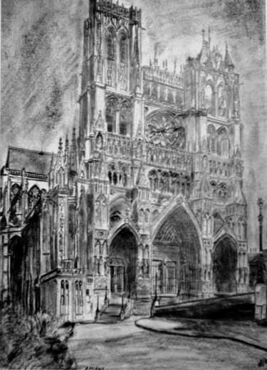 Tekening getiteld "Kathedrale von Amie…" door Birger Dicke, Origineel Kunstwerk, Anders