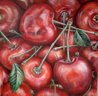 Peinture intitulée "Cherries" par Birgit Deuschle (BIGUI), Œuvre d'art originale, Acrylique Monté sur Châssis en bois