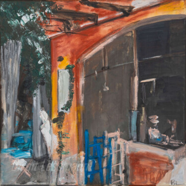 Malerei mit dem Titel "Café Parisienne" von Birgit Leßmann, Original-Kunstwerk, Acryl