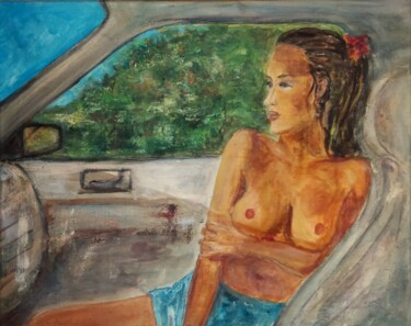 Malerei mit dem Titel "Drive my Car" von Birgit Weisenburger, Original-Kunstwerk, Acryl