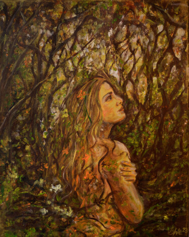 Картина под названием "Home in the Woods" - Birgit Weisenburger, Подлинное произведение искусства, Акрил