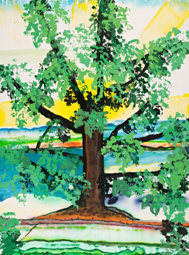 Malerei mit dem Titel "Weltenbaum" von Birgit Wollersheim, Original-Kunstwerk, Acryl