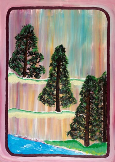 Peinture intitulée "Zypresse" par Birgit Wollersheim, Œuvre d'art originale, Acrylique