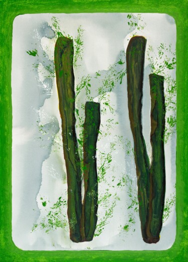 Peinture intitulée "Scheinzypresse" par Birgit Wollersheim, Œuvre d'art originale, Acrylique