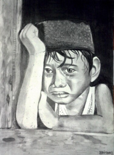 Drawing titled "sadness of a child" by Birsen Yıldırım, Original Artwork