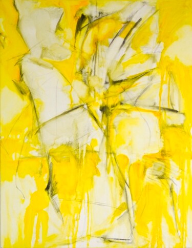 Painting titled "Crazy yellow 6" by Birute Nomeda Stankuniene, Original Artwork, Oil