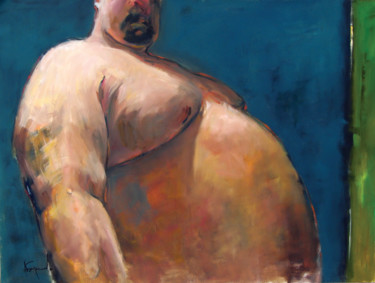 Painting titled "Belly with a green…" by Alexei Biryukoff, Original Artwork, Oil