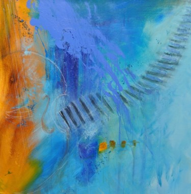 Malerei mit dem Titel "Rhapsody-in-blue" von Anne Wagner-Bisbis, Original-Kunstwerk
