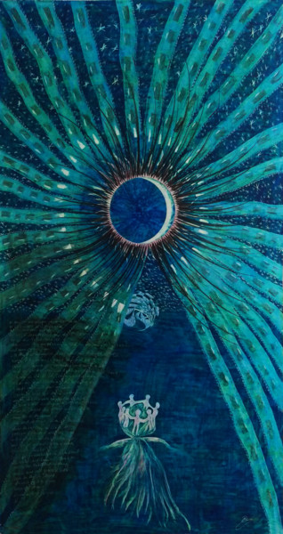 Pintura titulada "Queen Luna" por Helmut Bischof, Obra de arte original, Cera