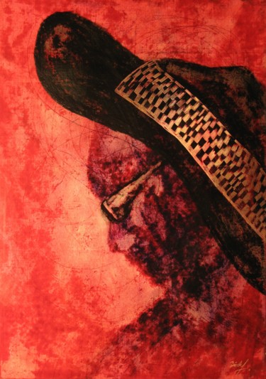 Malerei mit dem Titel "black hat N0 2" von Helmut Bischof, Original-Kunstwerk, Andere