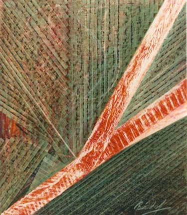 Malerei mit dem Titel "Palmenblatt" von Helmut Bischof, Original-Kunstwerk, Wachs