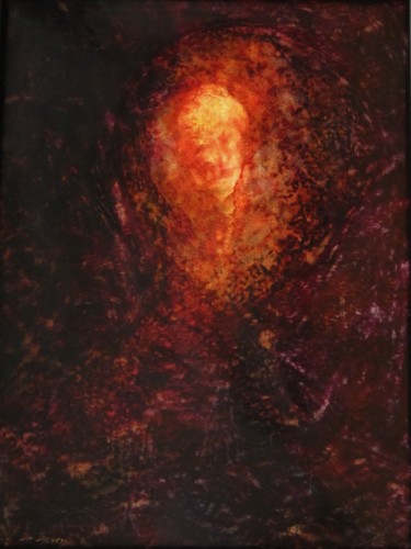 Malerei mit dem Titel "der Diener" von Helmut Bischof, Original-Kunstwerk, Wachs