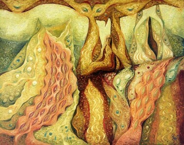 Pintura titulada "Fantastical motif" por Biser Panayotov, Obra de arte original, Oleo