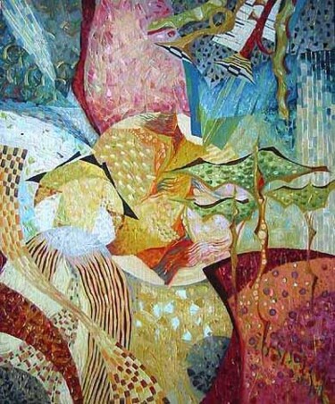 Painting titled "Curtains" by Biser Panayotov, Original Artwork, Oil