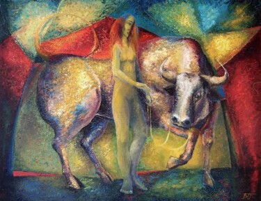 Painting titled "Taming" by Biser Panayotov, Original Artwork, Oil