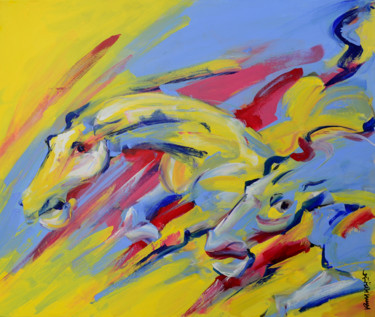 Painting titled "Horse Power 110" by Biswajit Das, Original Artwork