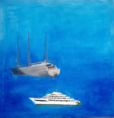 Painting titled "Yacht art" by Rida Abbadi, Original Artwork, Oil