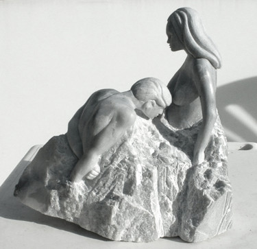Skulptur mit dem Titel "Adoration" von Bivan, Original-Kunstwerk, Stein