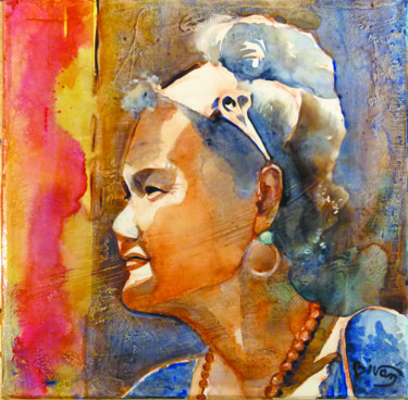 Painting titled "Femmes cubaines n°3" by Bivan, Original Artwork, Acrylic Mounted on Wood Stretcher frame