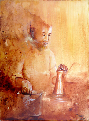 绘画 标题为“Le potier” 由Bivan, 原创艺术品, 丙烯 安装在木质担架架上
