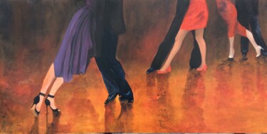 Painting titled "Dance 80-1" by Bivan, Original Artwork, Acrylic Mounted on Wood Stretcher frame