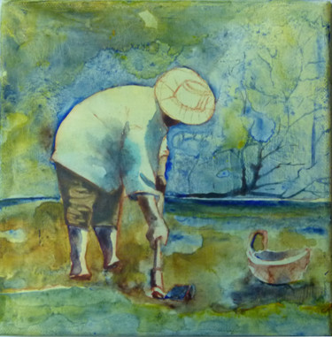 Peinture intitulée "Au Champ" par Bivan, Œuvre d'art originale, Huile