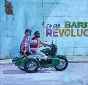 Schilderij getiteld "EN CADA BARRI 4" door Bivan, Origineel Kunstwerk, Acryl Gemonteerd op Frame voor houten brancard