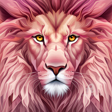 Digital Arts titled "Pink Lion" by Beiza Wieland, Original Artwork, AI generated image