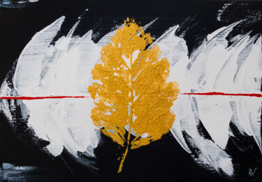 Pintura titulada "Golden Leaf" por Björn Wiedemann, Obra de arte original, Acrílico