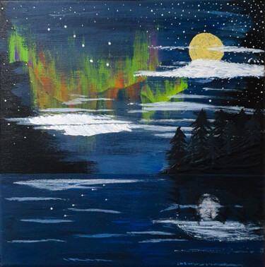 Malerei mit dem Titel "Aurora Polar II" von Björn Wiedemann, Original-Kunstwerk, Acryl