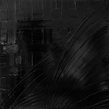 「Mono.Black No.3」というタイトルの絵画 Björn Wiedemannによって, オリジナルのアートワーク, アクリル ウッドストレッチャーフレームにマウント