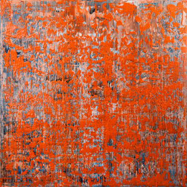 Painting titled "Orange Field" by Björn Wiedemann, Original Artwork, Acrylic Mounted on Wood Stretcher frame