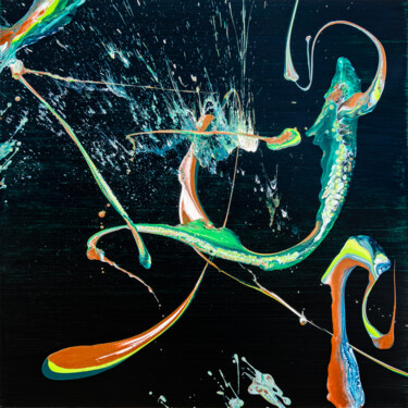 Peinture intitulée "Emerald Blaze" par Björn Wiedemann, Œuvre d'art originale, Acrylique