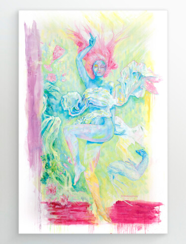 Painting titled "Ballerina" by Björn Moss Bjerling, Original Artwork, Oil Mounted on Wood Stretcher frame