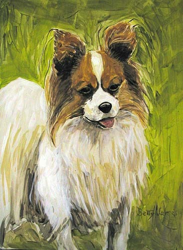 Painting titled "Papillon canine" by Betty James, Original Artwork