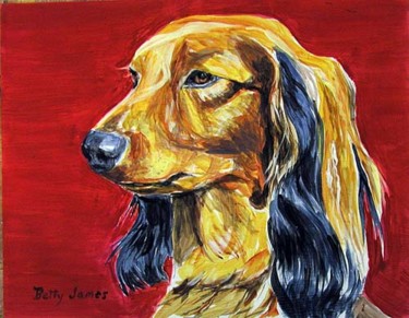 Painting titled "Dachsund long silky…" by Betty James, Original Artwork