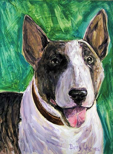 Painting titled "Pit Bull canine" by Betty James, Original Artwork