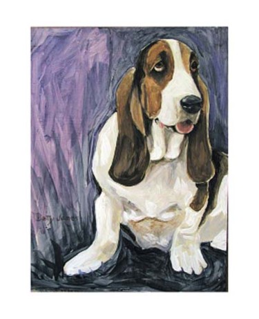 Painting titled "Basset Hound Canine" by Betty James, Original Artwork