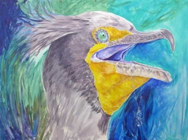 Painting titled "Cormorant Bird" by Betty James, Original Artwork
