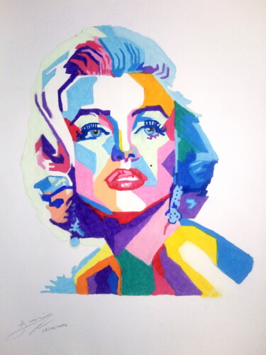 Schilderij getiteld "Marilyn Monroe" door Bianchini Jr, Origineel Kunstwerk, Pastel