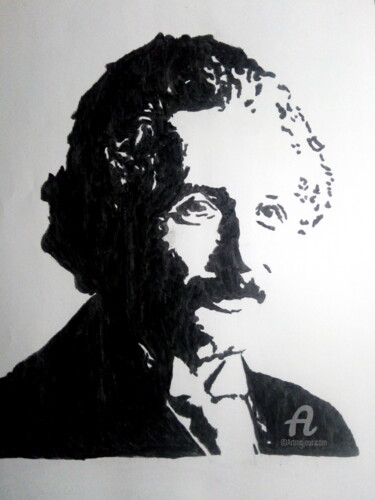 Disegno intitolato "Albert Einstein" da Bianchini Jr, Opera d'arte originale, Carbone