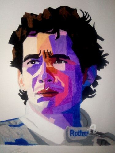 Malarstwo zatytułowany „Ayrton Senna” autorstwa Bianchini Jr, Oryginalna praca, Pastel