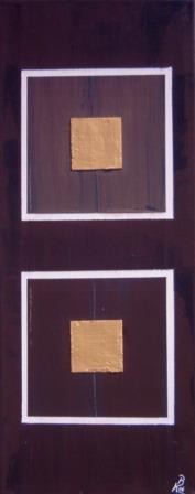 Malerei mit dem Titel "Gold im Quadrat (1)" von Bk-Design-Acrylbilder, Original-Kunstwerk, Öl