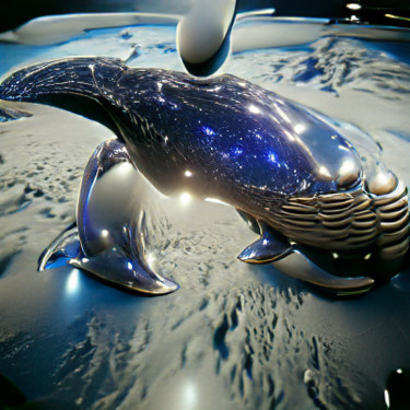 Digitale Kunst getiteld "Whale from outer sp…" door Black Philip, Origineel Kunstwerk, Digitaal Schilderwerk