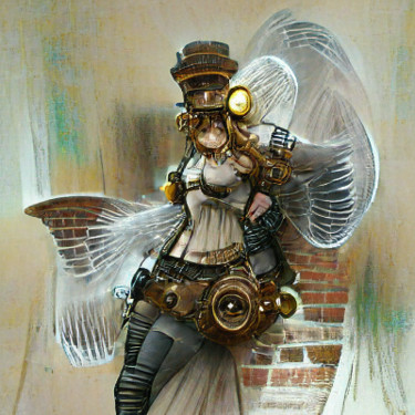 Arte digitale intitolato "Steampunk angel" da Black Philip, Opera d'arte originale, Pittura digitale