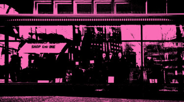 Printmaking titled "Pink City" by Lewis Freitag, Original Artwork, Digital Print Mounted on Wood Stretcher frame