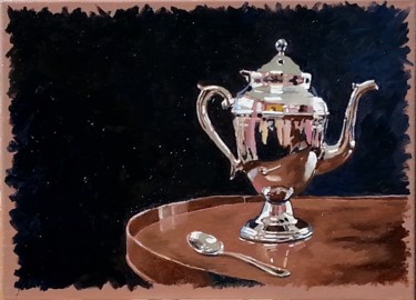 Teapot And Spoon Peinture intitulée "Teapot And Spoon" par Christopher L. Crego, Œuvre d'art originale, Huile
