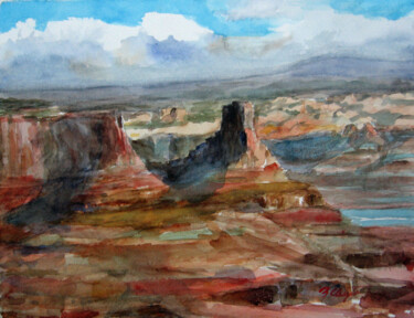 Painting titled "Dead Horse Point" by Blaine Clayton, Original Artwork, Watercolor