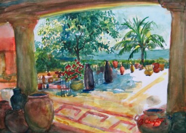 Painting titled "Cabo Glass Factory" by Blaine Clayton, Original Artwork, Watercolor